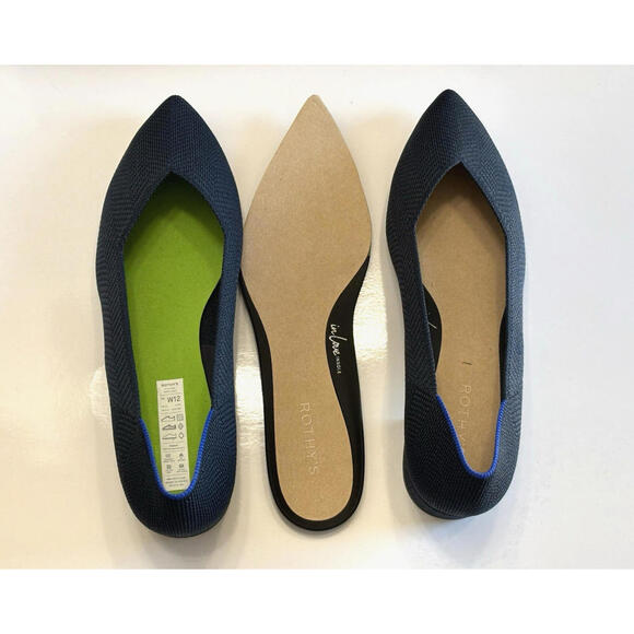 Rothy's The High Point Block Heel Women's 12 Navy Herringbone Knit Shoes NEW - Picture 7 of 15